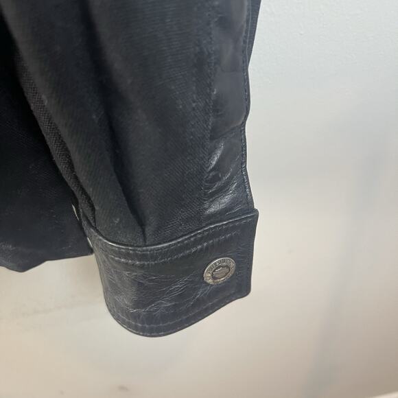 Harley Davidson Canvas Leather Jacket Size Medium Biker Embossed - Picture 9 of 9